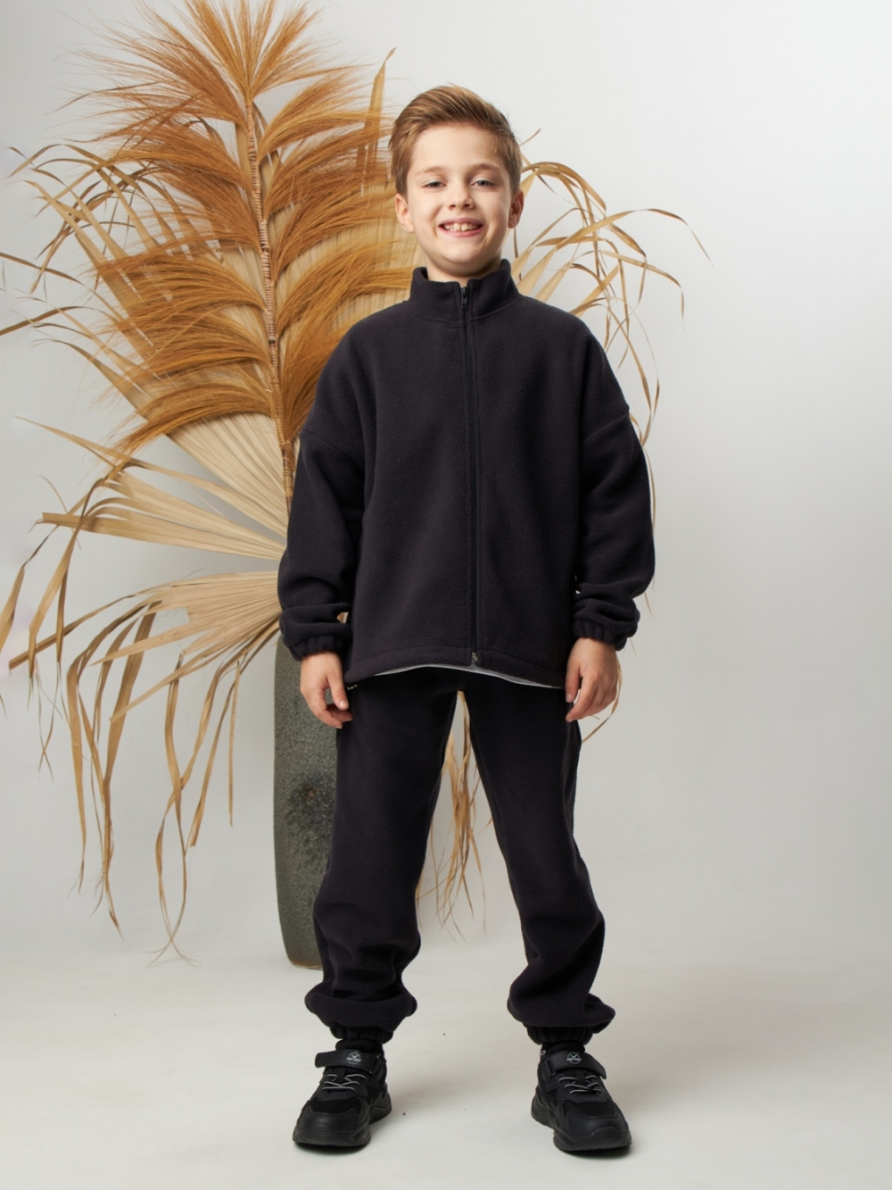 331. Костюм детский (Брюки+Толстовка), темно серый, 100% полиэстер, р. 98,104,110,116