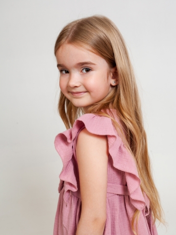 322-ПУ Платье из муслина детское, хлопок 100% пудра, р. 74,80,86,92